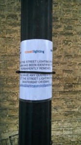 Column in Victoria St with incorrect removal sign